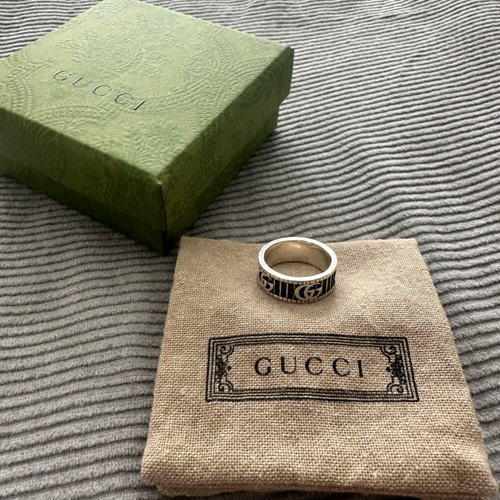 Gucci Silver Double G Ring with Box